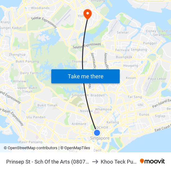 Prinsep St - Sch Of the Arts (08079) to Khoo Teck Puat map