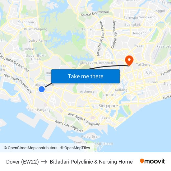 Dover (EW22) to Bidadari Polyclinic & Nursing Home map