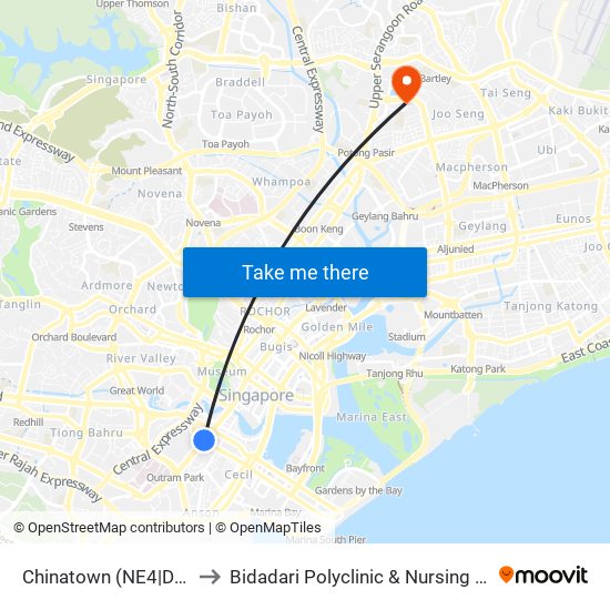 Chinatown (NE4|DT19) to Bidadari Polyclinic & Nursing Home map