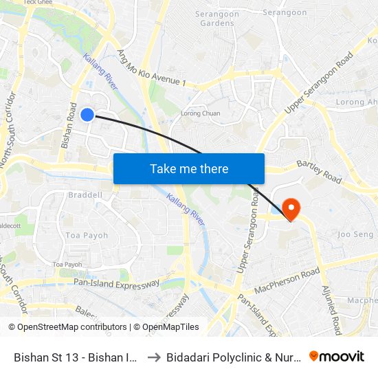 Bishan St 13 - Bishan Int (53009) to Bidadari Polyclinic & Nursing Home map