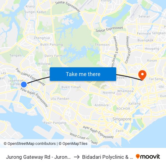 Jurong Gateway Rd - Jurong East Int (28009) to Bidadari Polyclinic & Nursing Home map