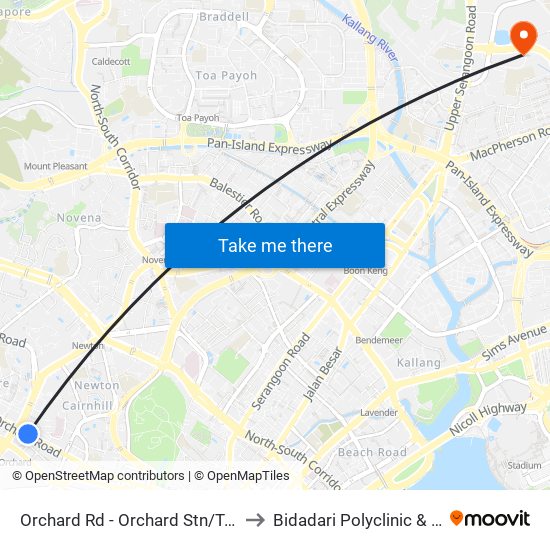 Orchard Rd - Orchard Stn/Tang Plaza (09047) to Bidadari Polyclinic & Nursing Home map