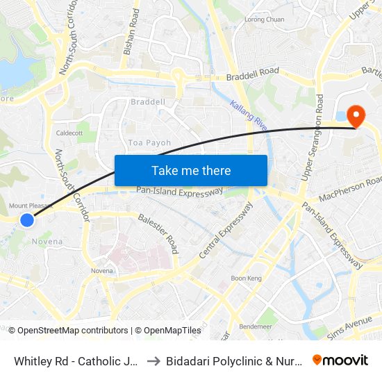 Whitley Rd - Catholic Jc (51099) to Bidadari Polyclinic & Nursing Home map