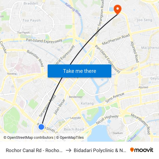 Rochor Canal Rd - Rochor Stn (07531) to Bidadari Polyclinic & Nursing Home map