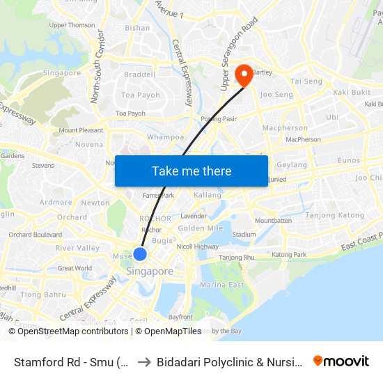 Stamford Rd - Smu (04121) to Bidadari Polyclinic & Nursing Home map