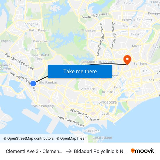 Clementi Ave 3 - Clementi Int (17009) to Bidadari Polyclinic & Nursing Home map