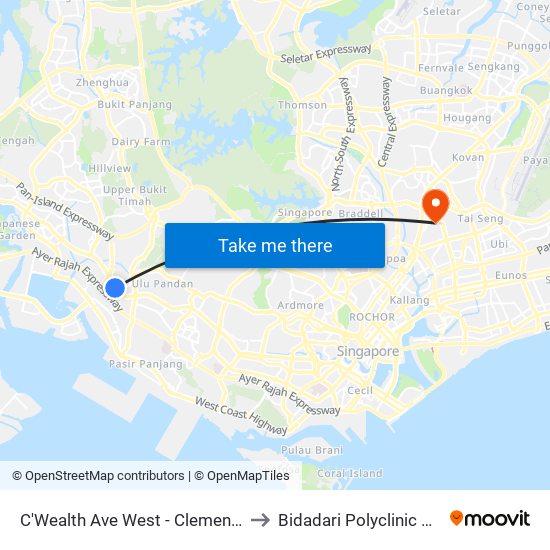 C'Wealth Ave West - Clementi Stn Exit A (17171) to Bidadari Polyclinic & Nursing Home map