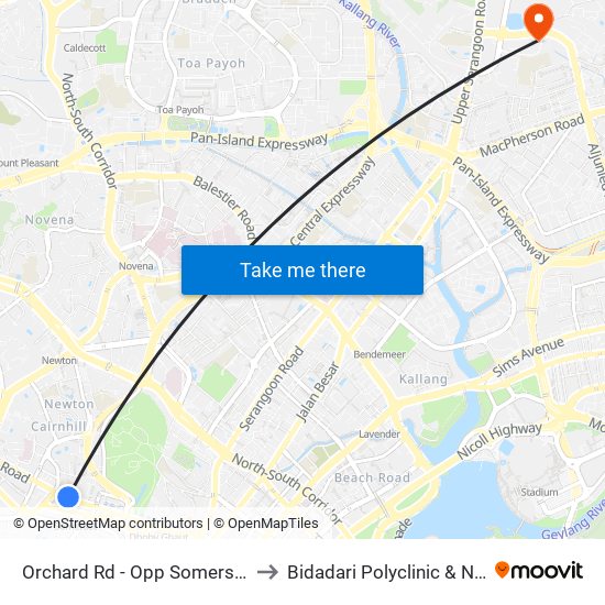 Orchard Rd - Opp Somerset Stn (09038) to Bidadari Polyclinic & Nursing Home map