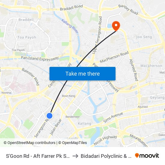 S'Goon Rd - Aft Farrer Pk Stn Exit G (07211) to Bidadari Polyclinic & Nursing Home map