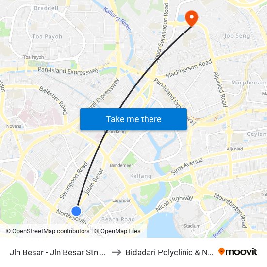 Jln Besar - Jln Besar Stn Exit A (07529) to Bidadari Polyclinic & Nursing Home map