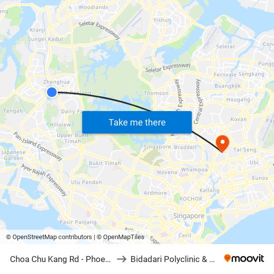 Choa Chu Kang Rd - Phoenix Stn (44141) to Bidadari Polyclinic & Nursing Home map