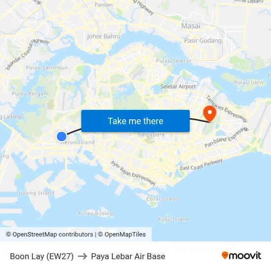 Boon Lay (EW27) to Paya Lebar Air Base map