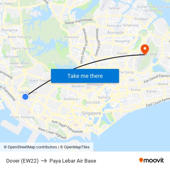 Dover (EW22) to Paya Lebar Air Base map