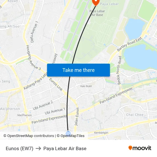 Eunos (EW7) to Paya Lebar Air Base map