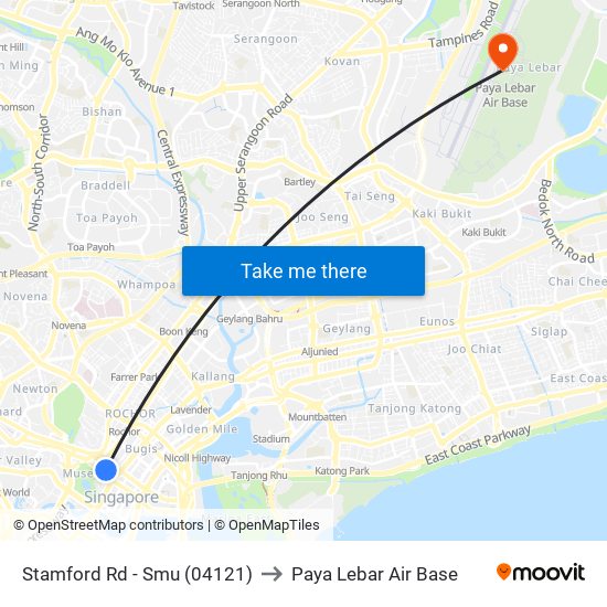 Stamford Rd - Smu (04121) to Paya Lebar Air Base map