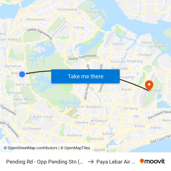 Pending Rd - Opp Pending Stn (44221) to Paya Lebar Air Base map