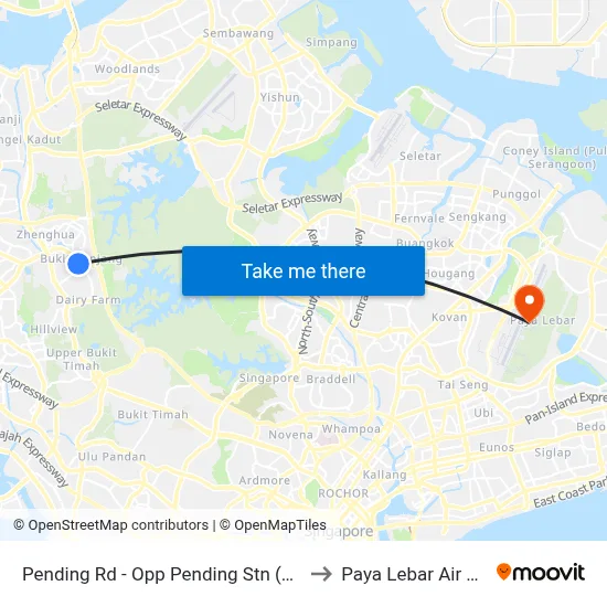 Pending Rd - Opp Pending Stn (44221) to Paya Lebar Air Base map