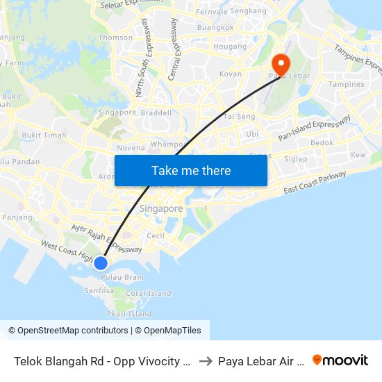Telok Blangah Rd - Opp Vivocity (14119) to Paya Lebar Air Base map