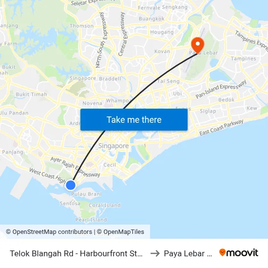 Telok Blangah Rd - Harbourfront Stn/Vivocity (14141) to Paya Lebar Air Base map