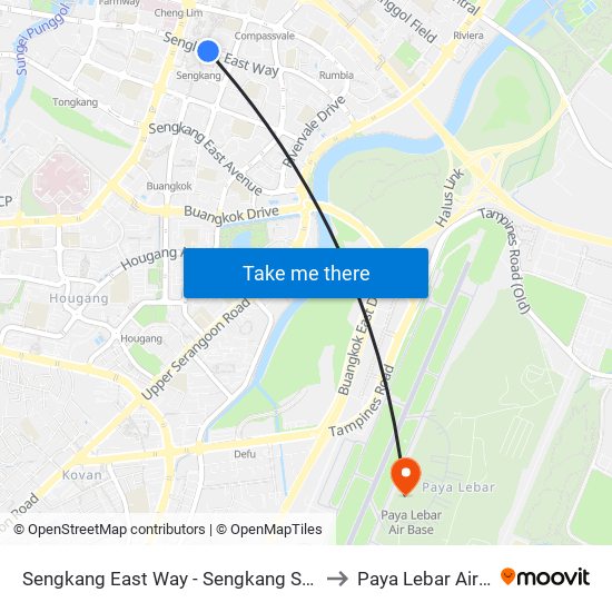 Sengkang East Way - Sengkang Stn (67409) to Paya Lebar Air Base map