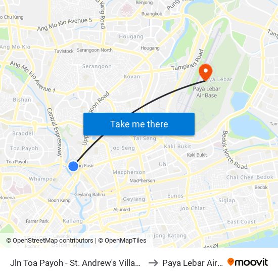 Jln Toa Payoh - St. Andrew's Village (60081) to Paya Lebar Air Base map