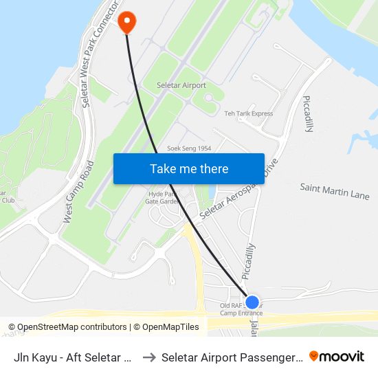 Jln Kayu - Aft Seletar Camp G (68119) to Seletar Airport Passenger Terminal Building map