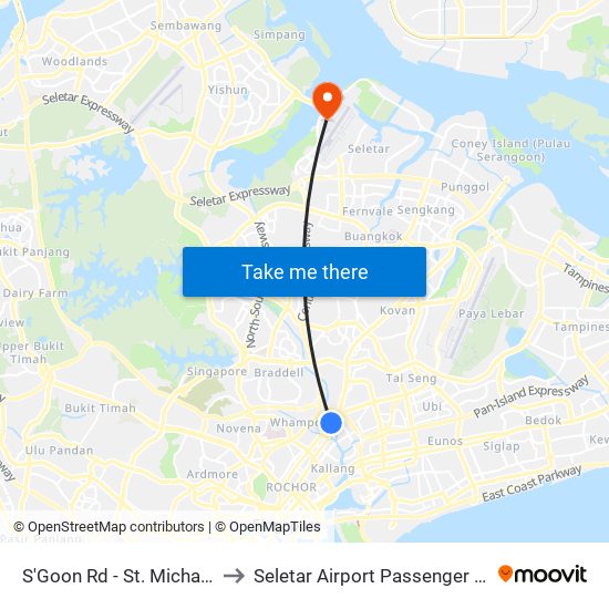 S'Goon Rd - St. Michael's Pl (60161) to Seletar Airport Passenger Terminal Building map