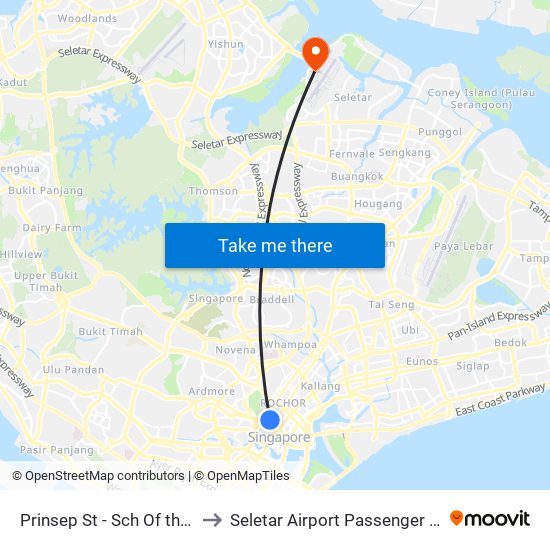 Prinsep St - Sch Of the Arts (08079) to Seletar Airport Passenger Terminal Building map