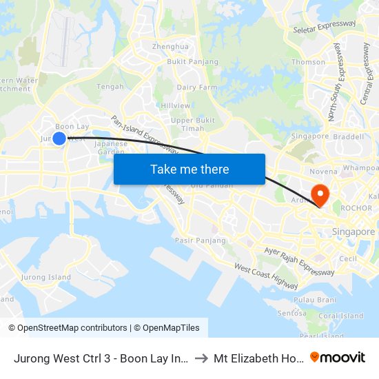 Jurong West Ctrl 3 - Boon Lay Int (22009) to Mt Elizabeth Hospital map