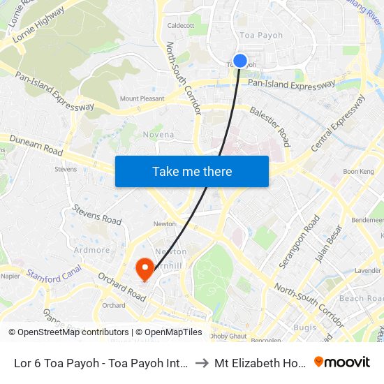 Lor 6 Toa Payoh - Toa Payoh Int (52009) to Mt Elizabeth Hospital map