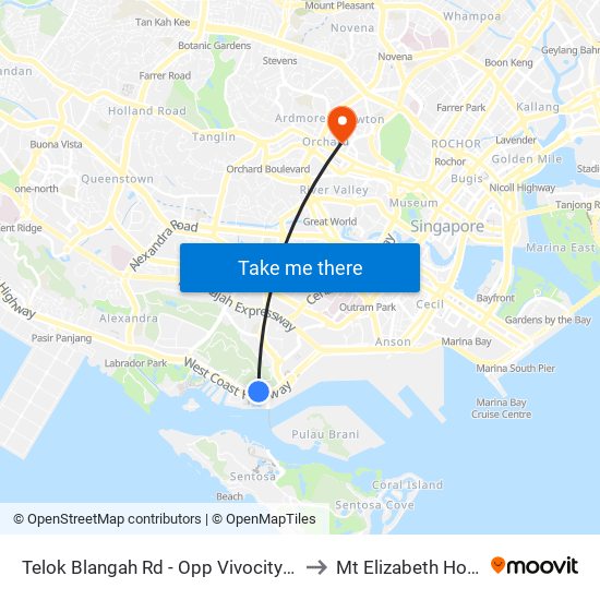 Telok Blangah Rd - Opp Vivocity (14119) to Mt Elizabeth Hospital map