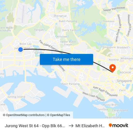 Jurong West St 64 - Opp Blk 662c (22499) to Mt Elizabeth Hospital map