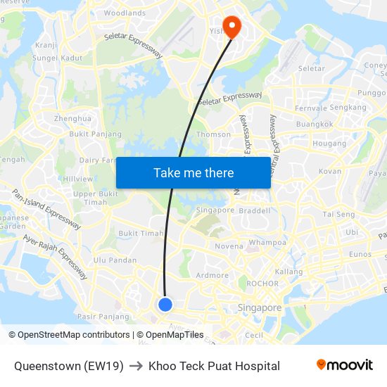 Queenstown (EW19) to Khoo Teck Puat Hospital map