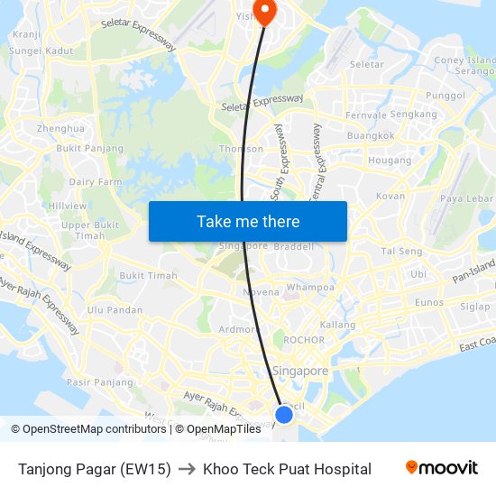 Tanjong Pagar (EW15) to Khoo Teck Puat Hospital map