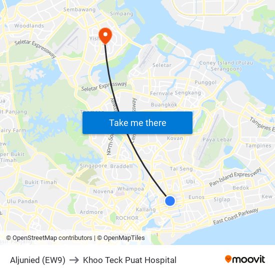 Aljunied (EW9) to Khoo Teck Puat Hospital map
