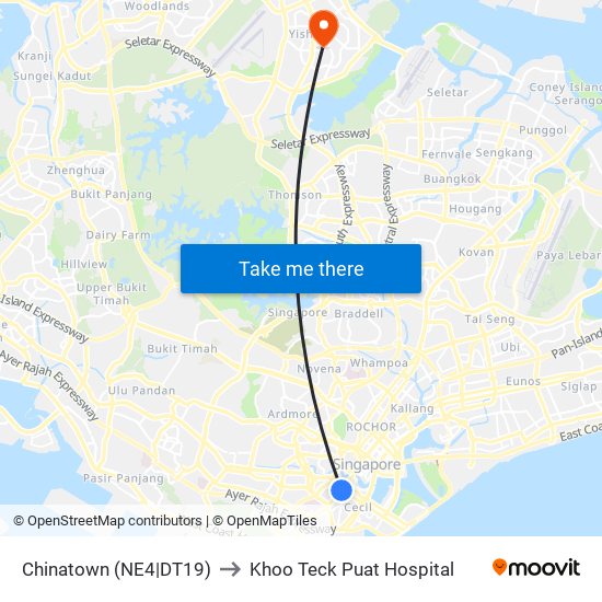 Chinatown (NE4|DT19) to Khoo Teck Puat Hospital map