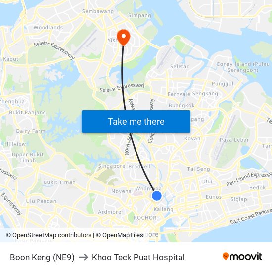 Boon Keng (NE9) to Khoo Teck Puat Hospital map
