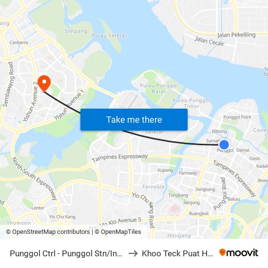 Punggol Ctrl - Punggol Stn/Int (65259) to Khoo Teck Puat Hospital map