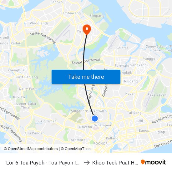 Lor 6 Toa Payoh - Toa Payoh Int (52009) to Khoo Teck Puat Hospital map