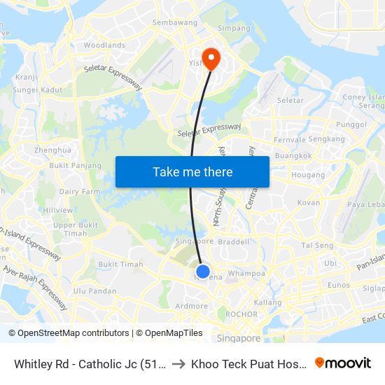 Whitley Rd - Catholic Jc (51099) to Khoo Teck Puat Hospital map