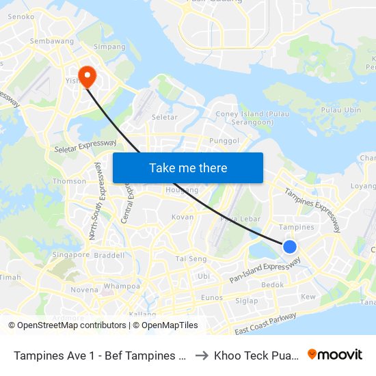 Tampines Ave 1 - Bef Tampines West Stn (75059) to Khoo Teck Puat Hospital map