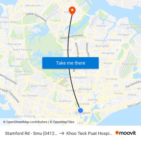 Stamford Rd - Smu (04121) to Khoo Teck Puat Hospital map