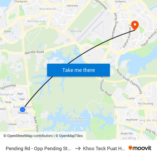 Pending Rd - Opp Pending Stn (44221) to Khoo Teck Puat Hospital map