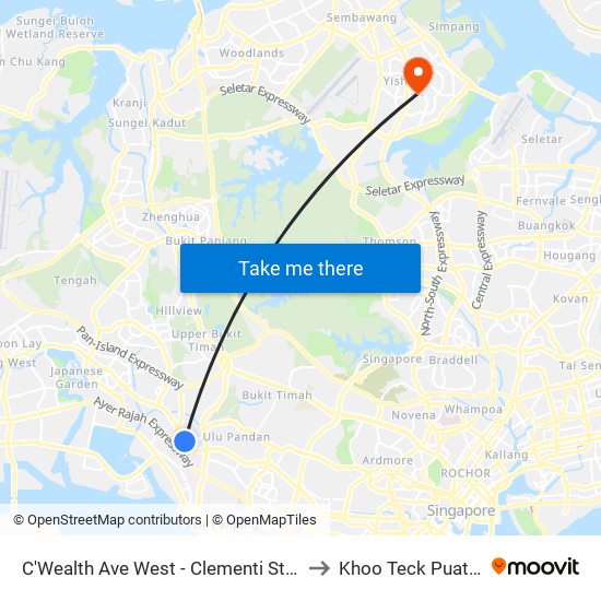 C'Wealth Ave West - Clementi Stn Exit A (17171) to Khoo Teck Puat Hospital map