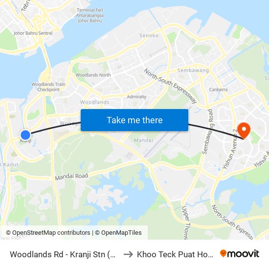 Woodlands Rd - Kranji Stn (45139) to Khoo Teck Puat Hospital map