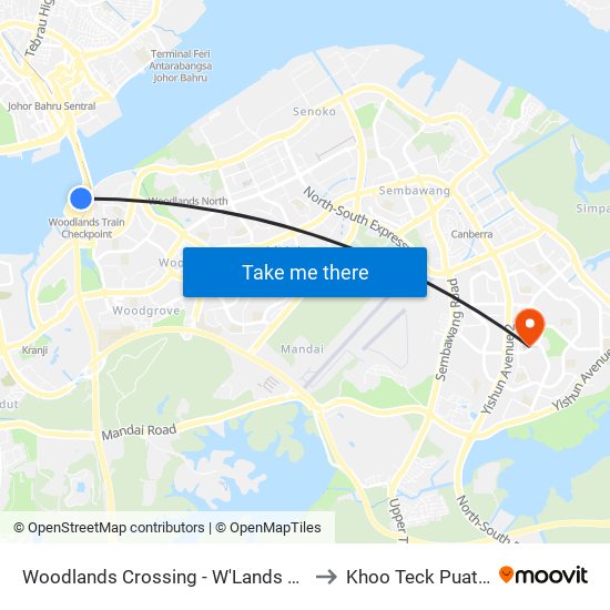 Woodlands Crossing - W'Lands Checkpt (46109) to Khoo Teck Puat Hospital map