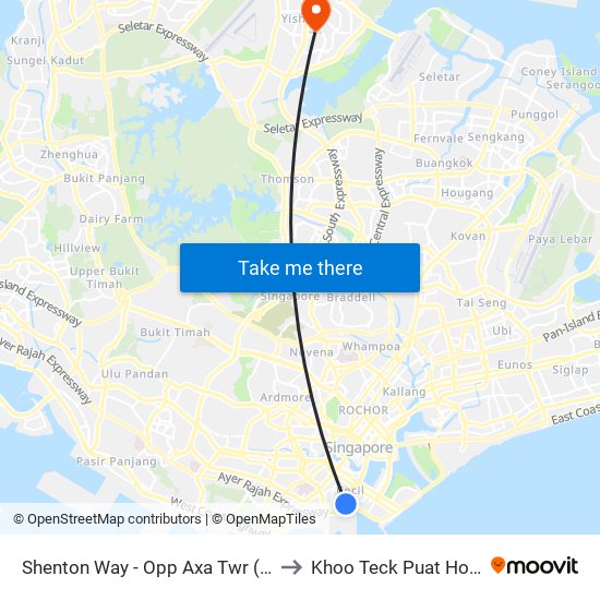 Shenton Way - Opp Axa Twr (03217) to Khoo Teck Puat Hospital map