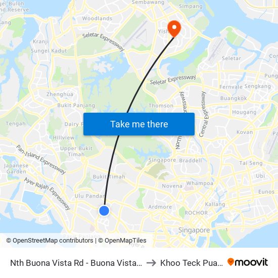 Nth Buona Vista Rd - Buona Vista Stn Exit D (11369) to Khoo Teck Puat Hospital map