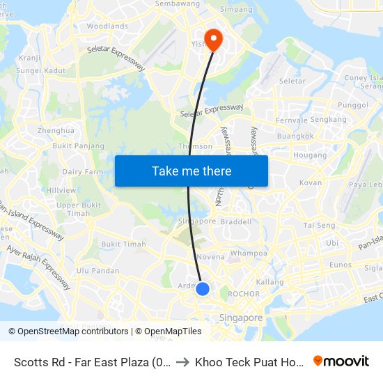 Scotts Rd - Far East Plaza (09219) to Khoo Teck Puat Hospital map