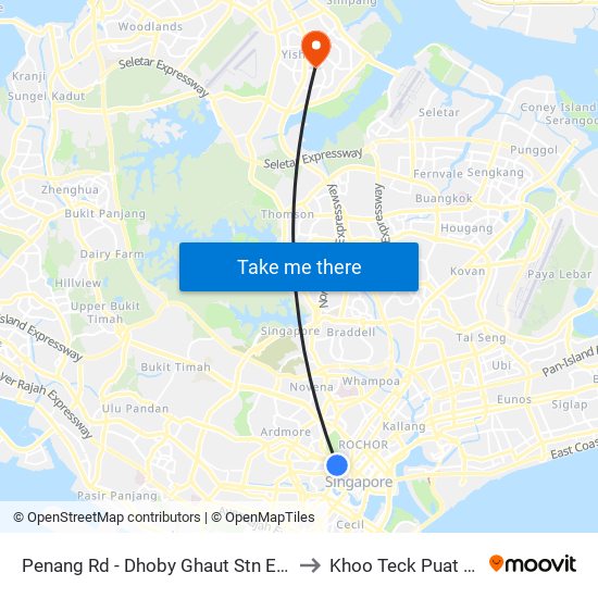 Penang Rd - Dhoby Ghaut Stn Exit B (08031) to Khoo Teck Puat Hospital map